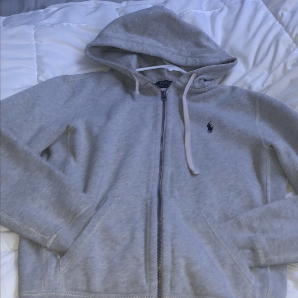 grey polo zip up hoodie